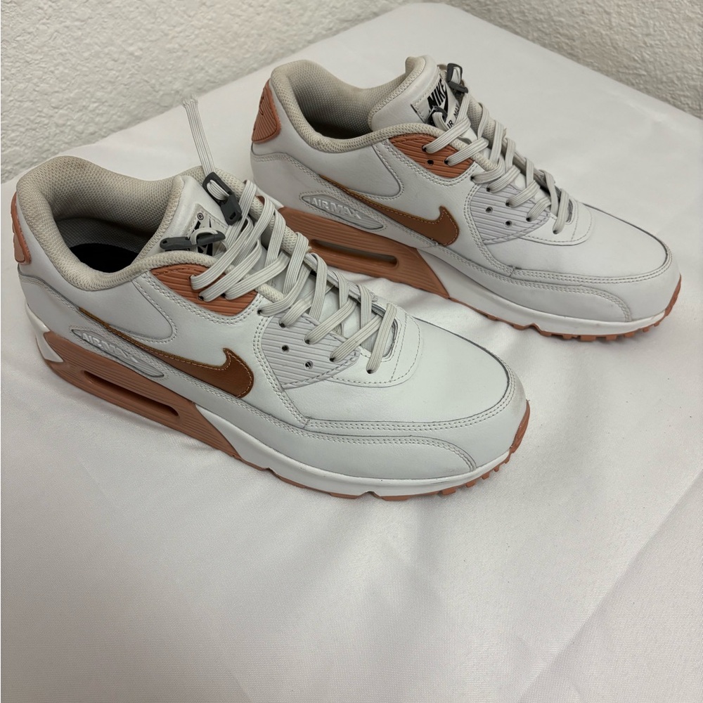Nike Air Max White and Tan Sneakers